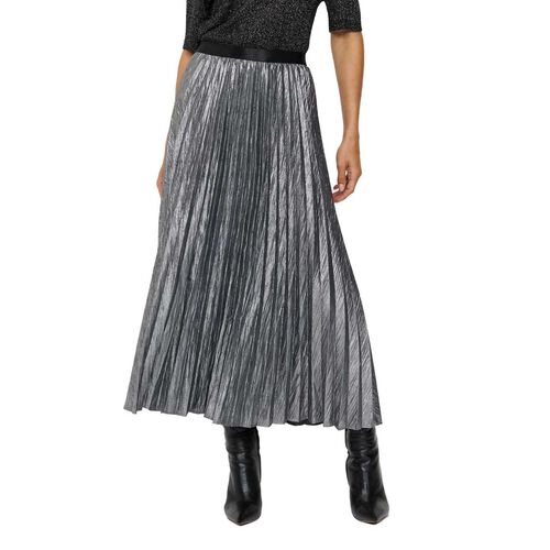 Veronika Maine Silver Foil Sunray Pleat Skirt